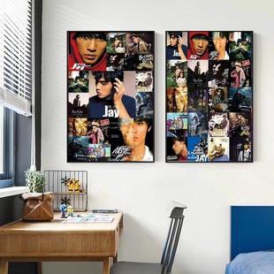 周杰伦挂画JAY专辑明星宿舍音乐餐厅卧室床头装 饰画艺术海报壁画