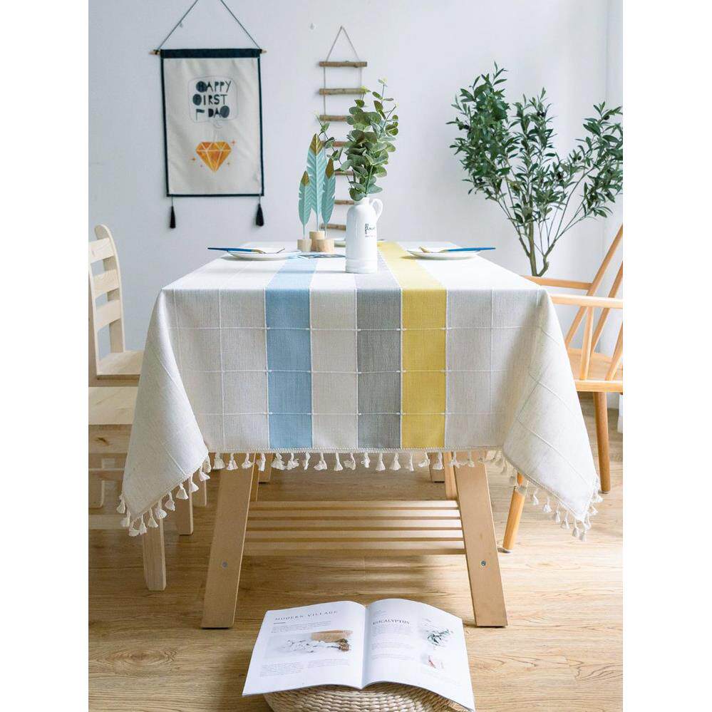 简约餐桌布防滑学习书桌棉麻布艺客厅轻奢高级感长方形桌布茶几垫