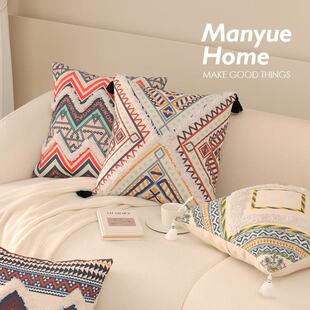 蔓越家法式覆古棉麻抱枕套客厅沙发抱枕靠垫样板间床头靠枕可拆洗