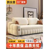 鹊安居绒布沙发床两用一体多功能抽拉式 可折叠储物小户型阳台新款