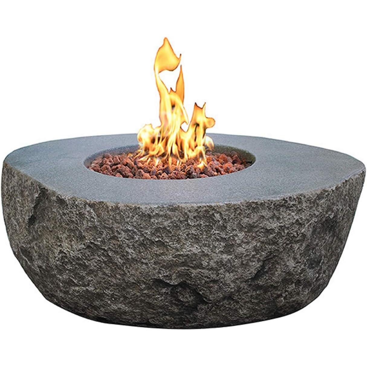 户外燃气烤火炉庭院露台烧气石台茶几烤火盆取暖炉休闲石材烤火桌