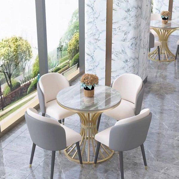 轻奢售楼处洽谈桌椅组合后现代岩板小圆桌接待部商务会客一桌四椅,住宅家具,岩板餐桌,淘宝优惠券,粉丝福利购,淘宝优惠卷