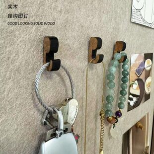 实木挂钩图钉复古木质钉饰品收纳按钉毛毡板软木板图钉10颗/盒