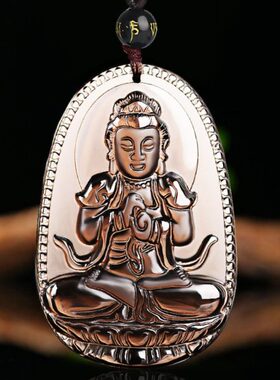 冰种黑曜石本命佛吊坠十二生肖守护神属龙普贤菩萨虚空藏大日如来