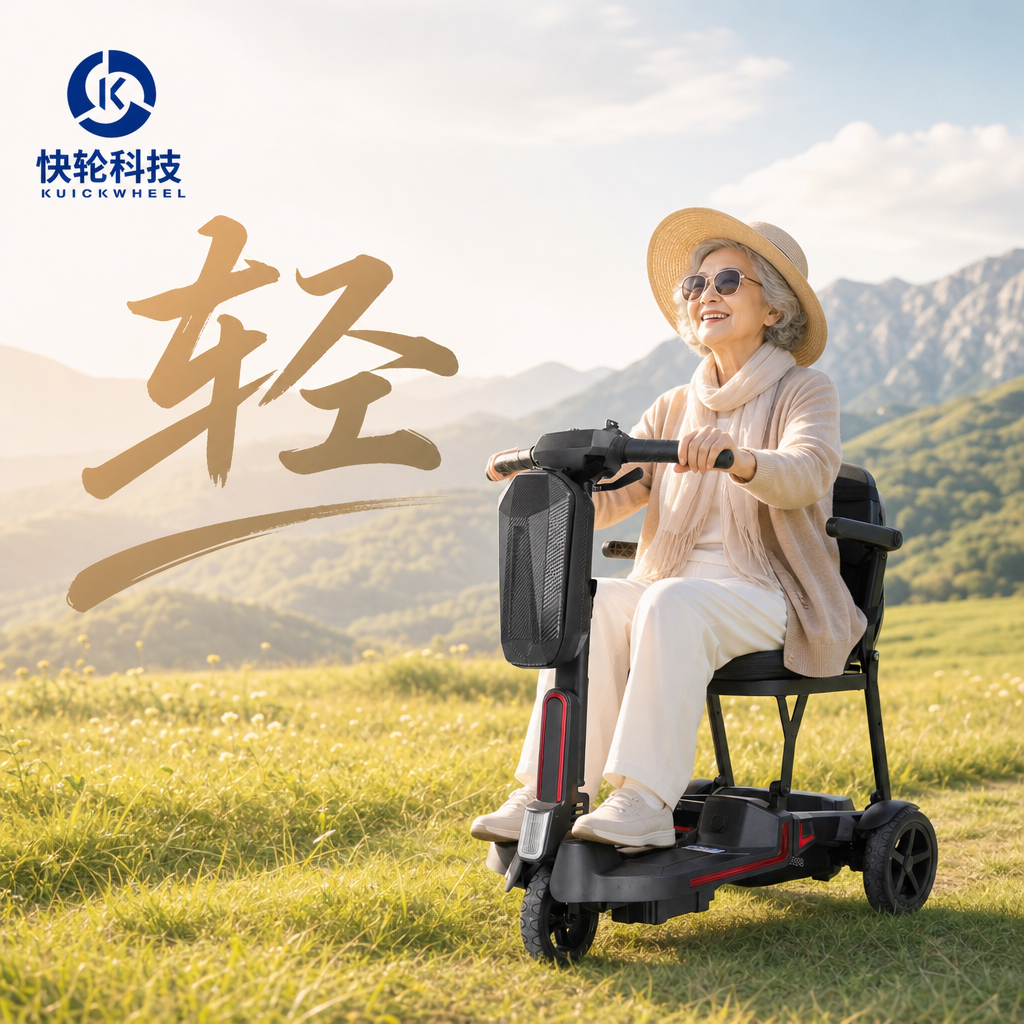 快轮老年代步车轻便可折叠电动小三轮车家用便携小型老人代步车