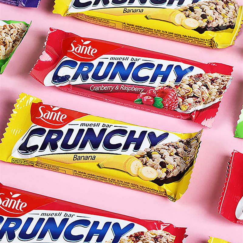 新货波兰进口三特Sante坚果谷物棒巧克力棒粗粮燕麦代餐饱腹零食