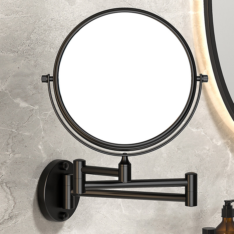 化妆镜壁挂伸h缩卫生间浴室折叠镜子酒店可拉伸放大美容免打孔厕