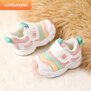 女宝宝棉鞋 1一2 加绒秋冬款 子软底机能毛毛虫童鞋 5岁 婴儿鞋 学步鞋