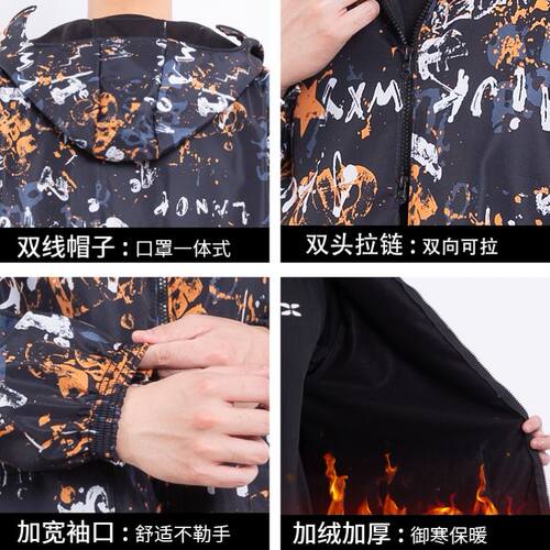 干活穿的加绒罩衣加厚防水骑行两用挡风衣秋冬长袖大人围裙工作服