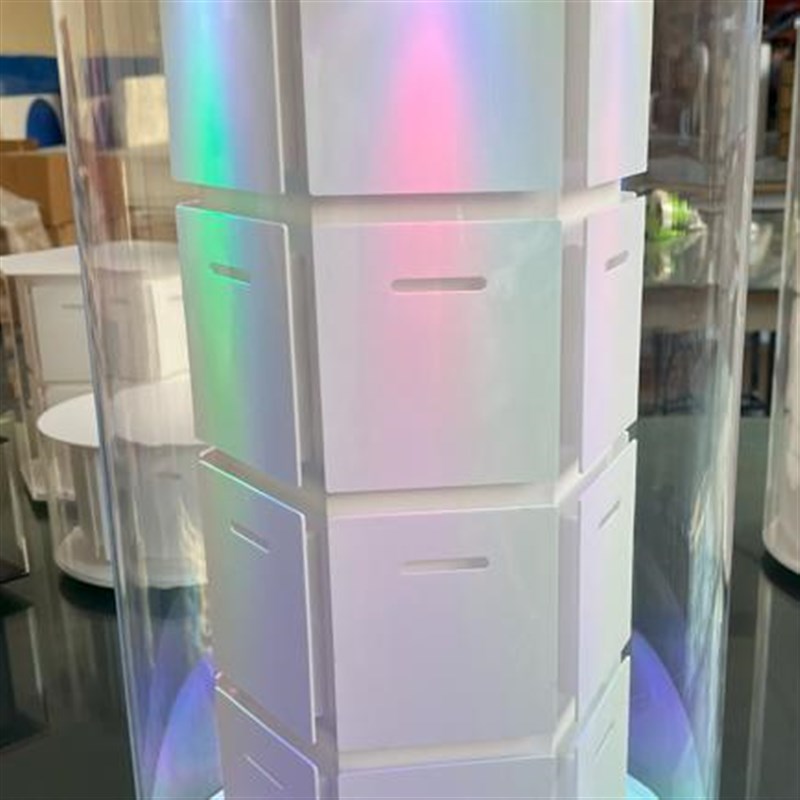 亚克力奖牌展示收纳盒灯带自动旋转六边形18枚230*265*H365mm