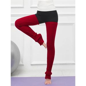 花潮花汐冬季加厚加长保暖毛线长筒袜过膝高筒袜女瑜伽舞蹈袜套