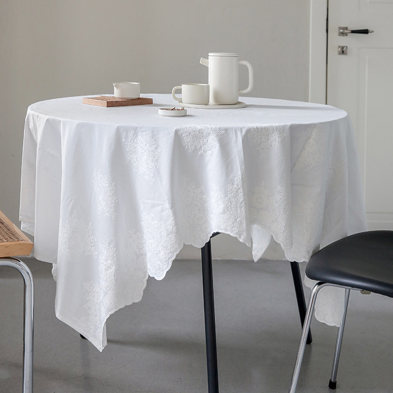 莫语 防水防油ins白色纯棉蕾丝绣花桌布餐桌茶几盖布乡村风可擦洗,居家布艺,桌布,淘宝优惠券,粉丝福利购,淘宝优惠卷