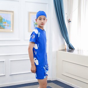 套装 泳装 大青少年男孩夏泳裤 泳衣男童儿童分体温泉游泳衣2024新款