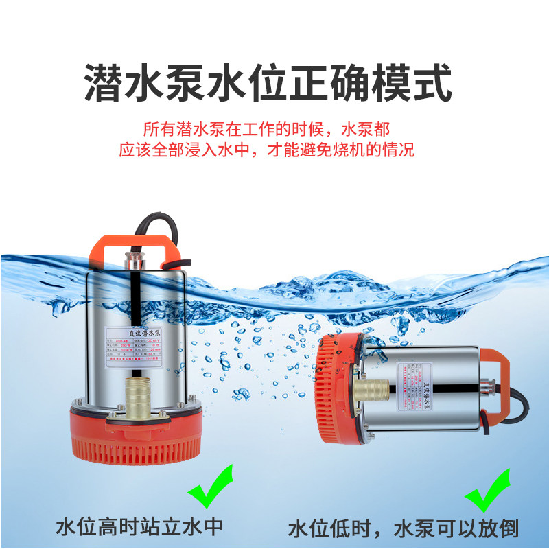 直流潜水泵电动车水泵12V24V48V60V72浇地浇菜农用家用灌溉抽水泵
