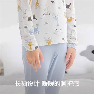 林卡秋冬款男童家居服优可丝面料亲肤柔软萌趣恐龙印花圆领套装