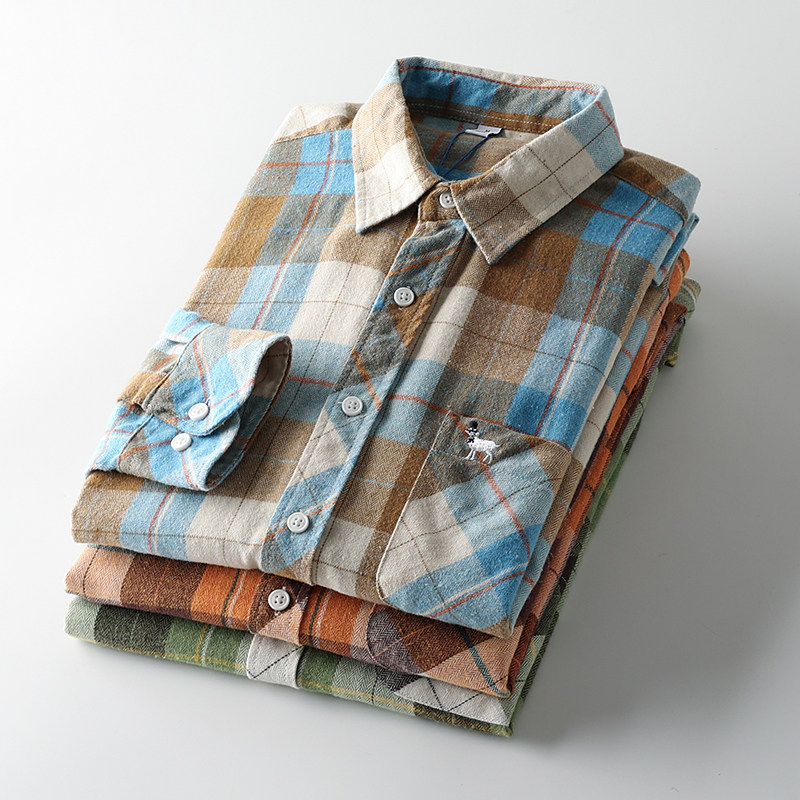 实在忒爱了!色织格子棉质磨毛水洗面料!格纹口袋刺绣衬衫男早秋,男装,衬衫,淘宝优惠券,粉丝福利购,淘宝优惠卷