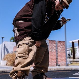 魔术贴拼接设计宽松肥大男款 Acusa多袋工装 633斜纹布重工洗水长裤