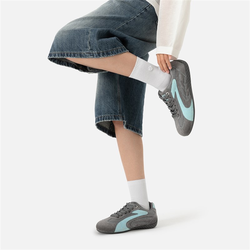 森果果 赛车鞋/蓝灰色德训鞋男女2025夏季新款4CM内增高鞋子板鞋