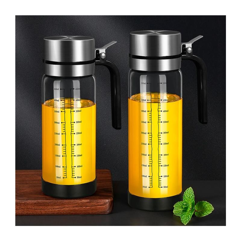 德系油壶防漏不挂油玻璃油瓶厨房家用装酱油醋壶不锈钢大油罐套装