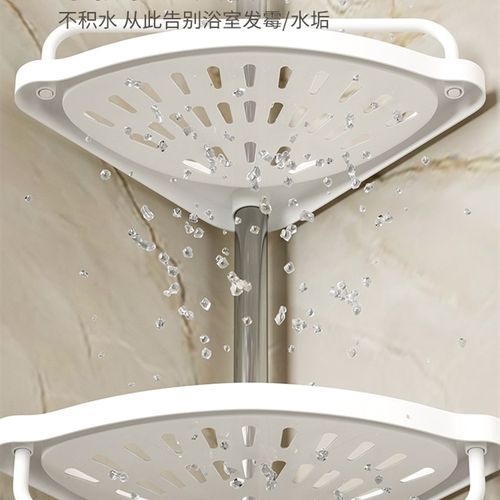 浴室置物架不锈钢伸缩杆顶天立地化妆室转三角沥水收纳层架免打孔