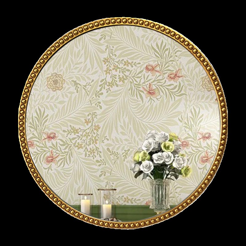 欧式浴室镜圆镜子卫生间挂镜洗手台法式简约圆形化妆镜led智能镜