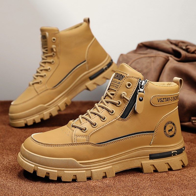 增高鞋男10cm马丁靴加绒高帮冬季英伦风内增高8cm6cm防水工装靴潮