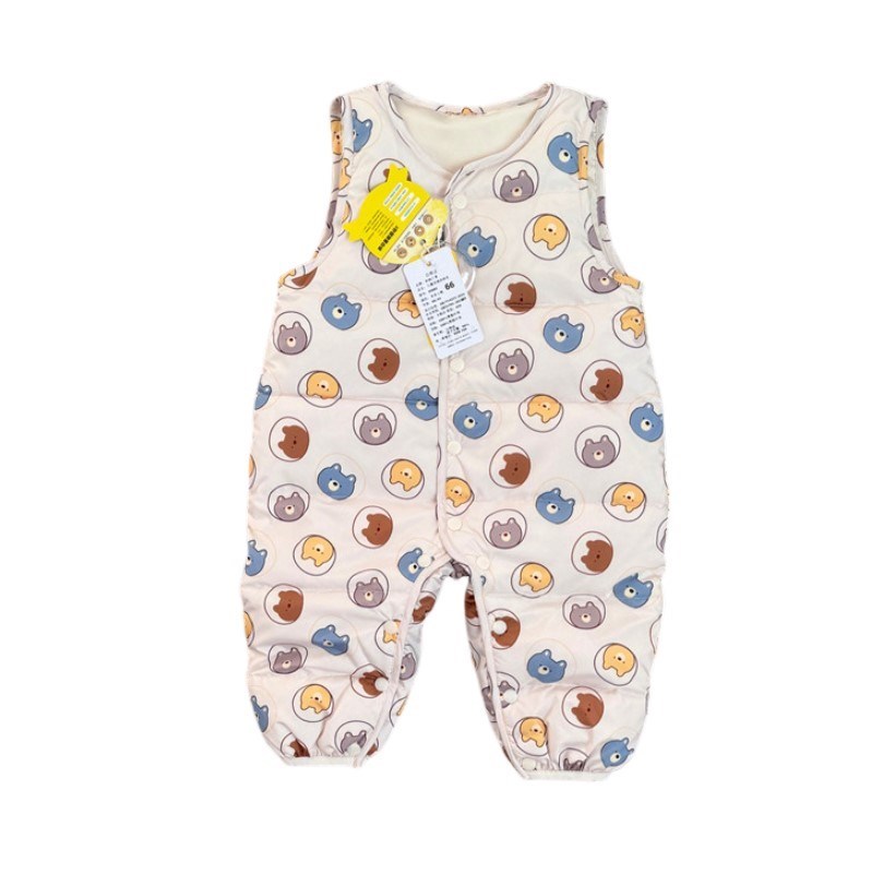 婴儿无袖简洁羽绒服连体衣加厚婴幼儿男女宝宝保暖爬服连身衣冬季