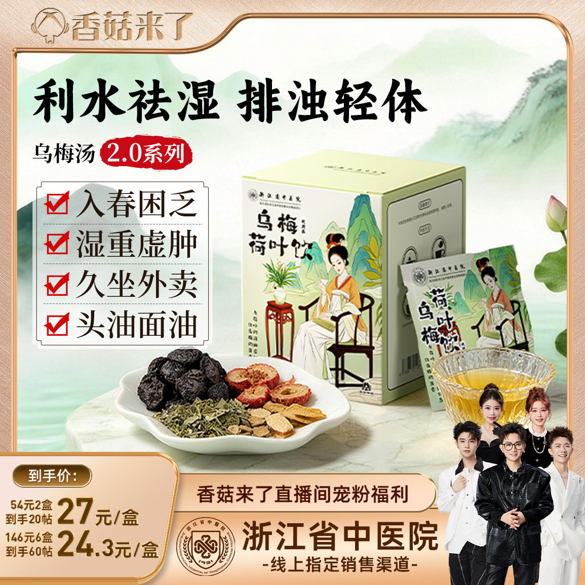 乌梅汤2.0乌梅荷叶饮浙江省中医院陈皮山楂甘草茶玫瑰祛湿茶养生