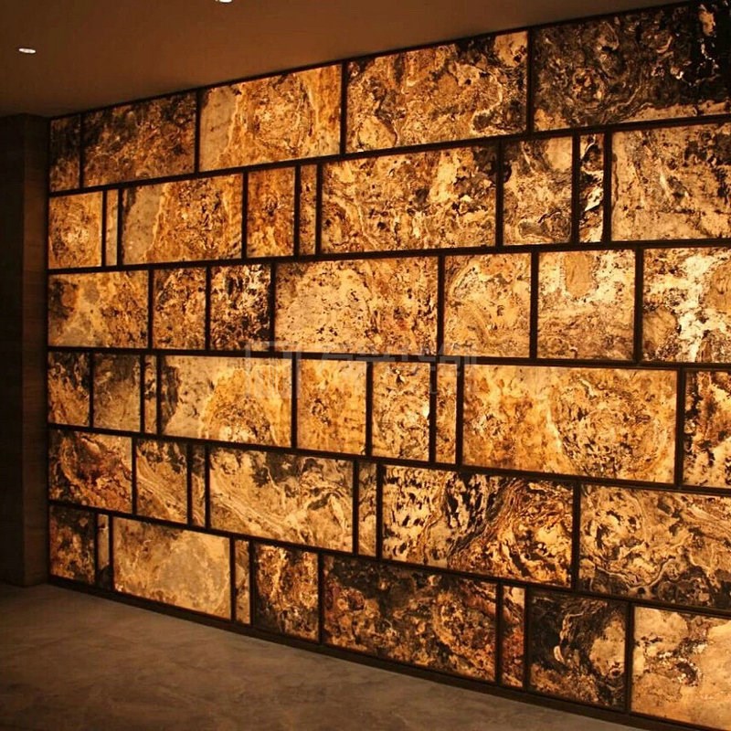 超薄透光石材云石发光板奢石柔性石皮岩板酒吧KTV装饰灯软石薄石