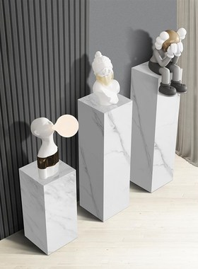 大理石底座客厅石材台立柱墩子玄关落地岩板装饰品摆件雕塑展示台