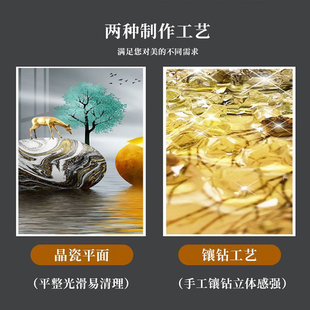 玄关装饰画现代简约过道走廊挂画晶瓷镶钻入户客厅竖版背景墙画