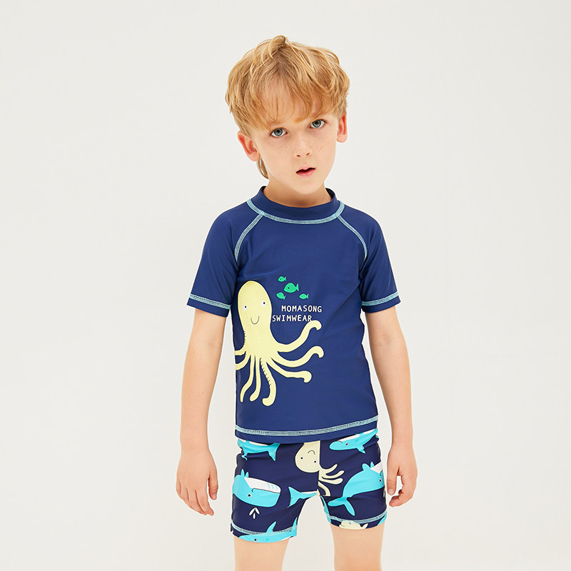 潮童男孩泳装分体男童泳衣泳裤套装三件套宝宝可爱小童儿童游泳衣