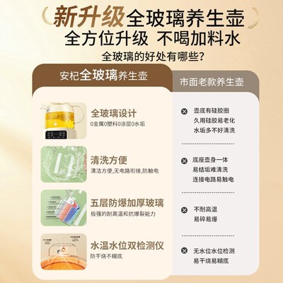 【0胶水】养生壶纯玻璃2025新款炖煮一体全玻璃多功能花茶煮茶壶