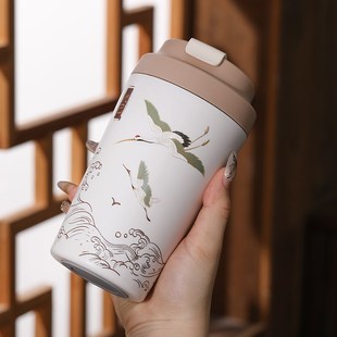 真陶瓷内胆咖啡杯便携随行保温杯女高颜值办公送礼水杯子2024新款