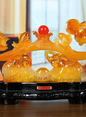 玉如意摆件吉祥大象鱼工艺品 创意家居装饰礼品乔迁新居客厅摆设