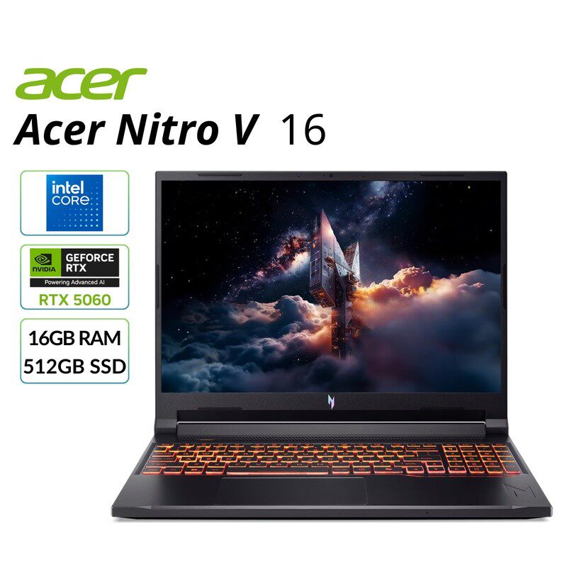 美版Acer宏基Nitro V笔记本电脑16英寸WUXGA游戏本 RTX 5050显卡