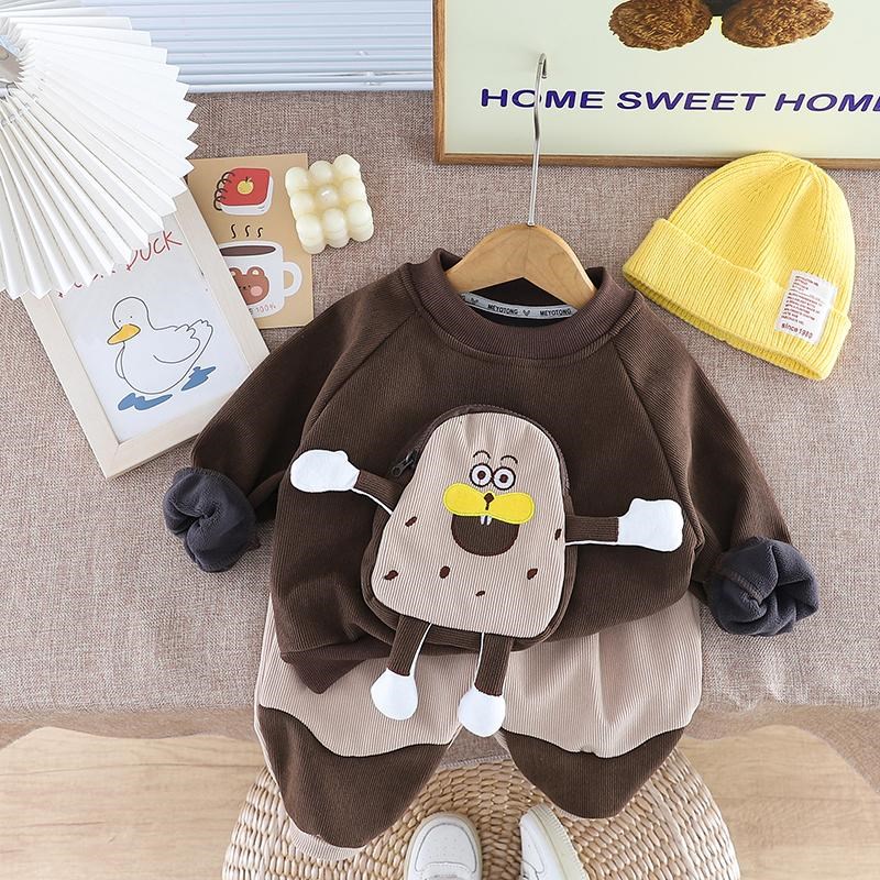 男童秋冬装2f024新款儿童衣服冬季婴儿洋气1一3周岁宝宝加绒套装