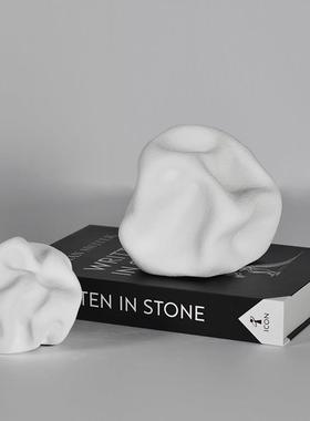 现代简约陶瓷小摆件创意几何桌面软装饰品白色蓝色办公室书桌摆设