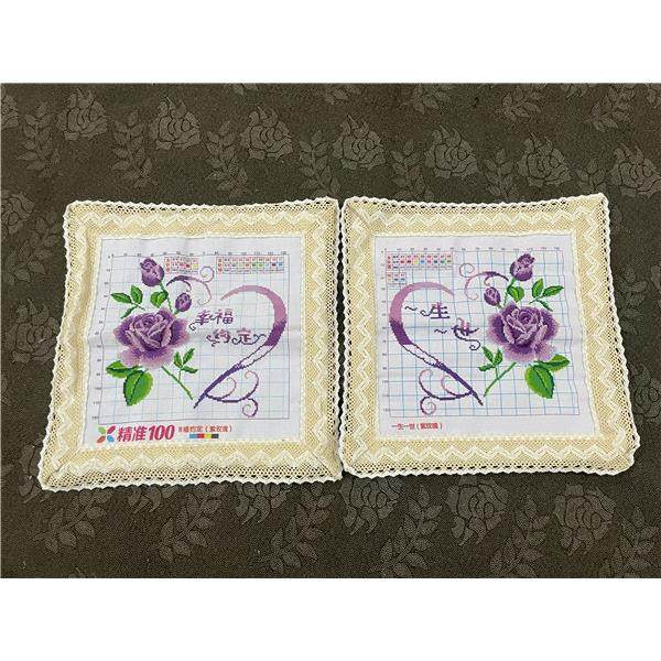 纯手工十字绣成品抱枕套汽车枕靠枕对枕结婚一生一世爱情玫瑰紫色,居家布艺,十字绣成品,淘宝优惠券,粉丝福利购,淘宝优惠卷