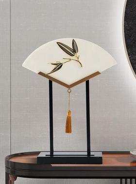 新中式扇形家居饰品禅意办公室玄关博古架高档软装售楼处酒店摆件