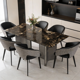 璀璨星河高端大理石餐桌轻奢高级感长方形进口家用广东佛山圆桌子