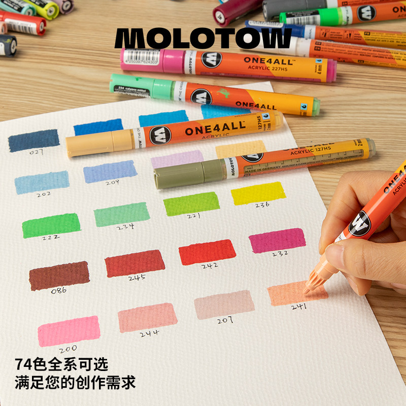 【2mm 顺丰包邮】德国进口MOLOTOW丙烯马克笔模型改色防水速干涂鸦绘画墙绘插画专业DIY手绘水性美术用品