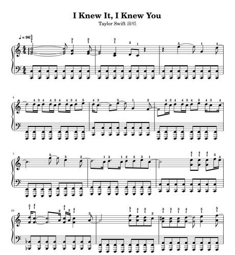 I Knew It I Knew You-钢琴独奏谱-高清电子谱-流行歌曲钢琴谱