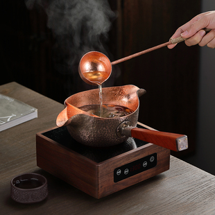 高端加厚手工紫铜煮茶壶创意大容量罐罐茶煮茶器网红铜过滤分茶器