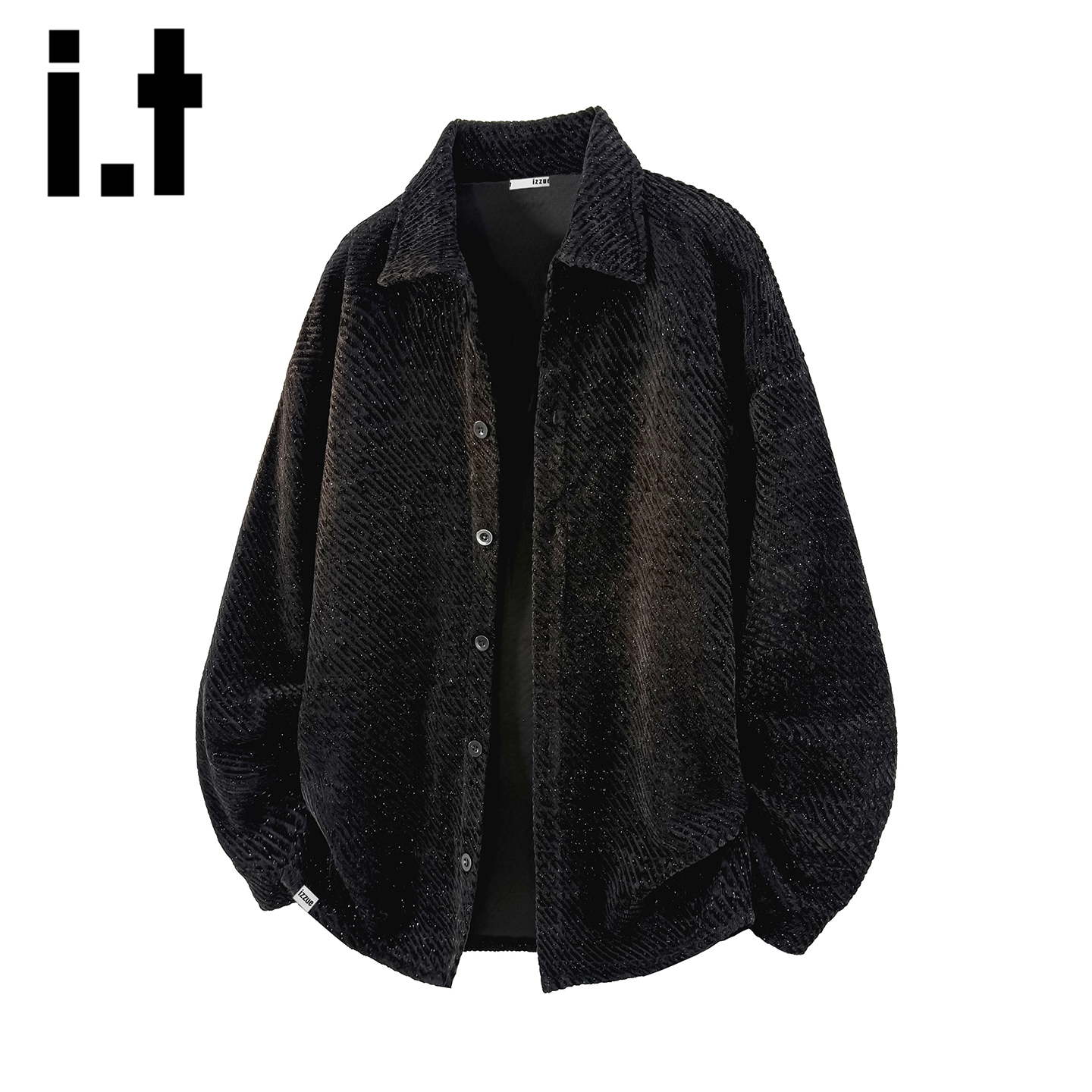 itizzue翻领长袖衬衫男春秋季