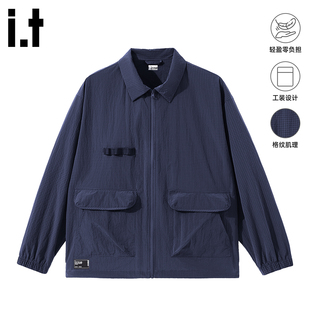 格纹设计感上衣3P 翻领夹克外套男2026年春季 izzue原创潮牌工装