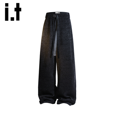 itizzue美式复古斜条纹休闲裤