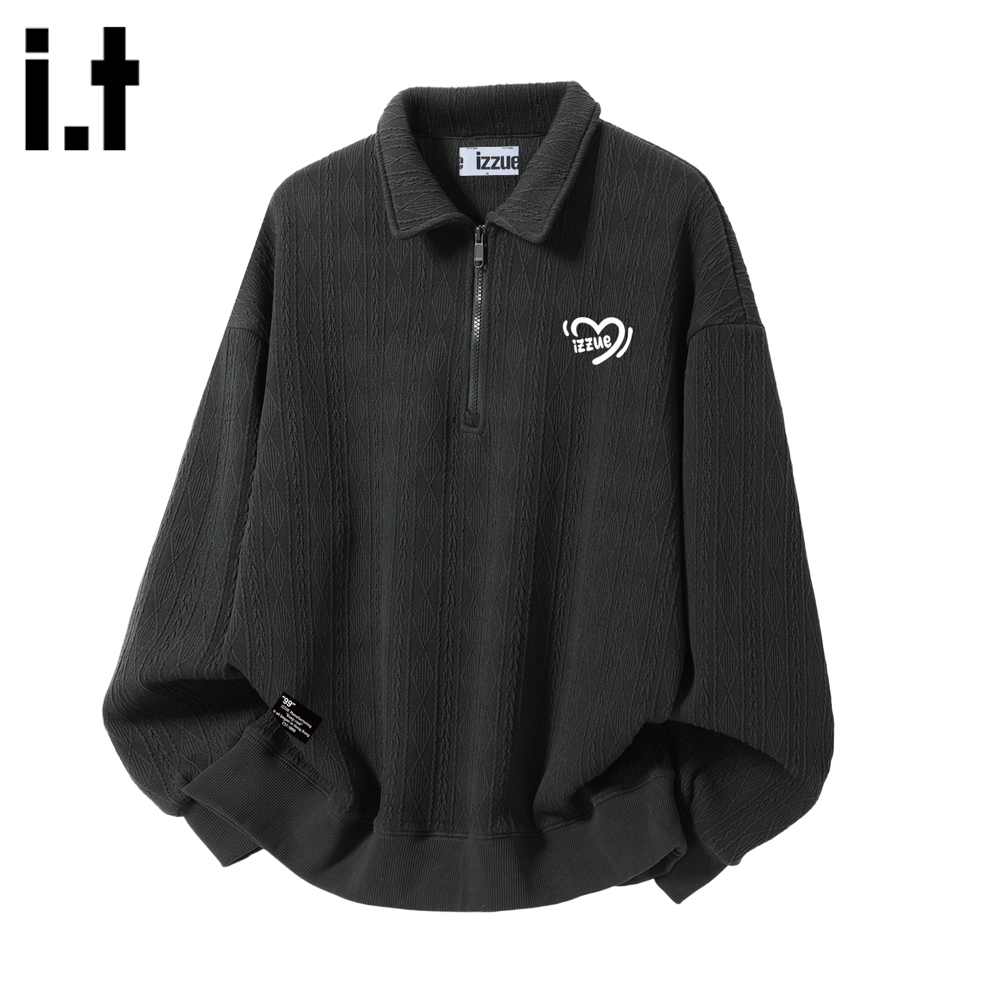 it izzue新款潮牌流行加绒保暖卫衣男2025秋季中性情侣款套头衫A