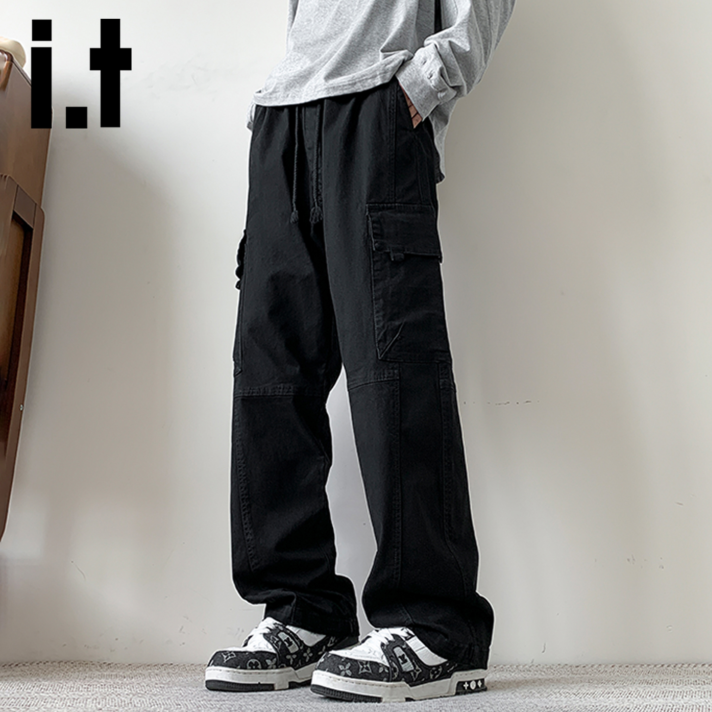 itizzue美式重磅舒适加绒工装裤