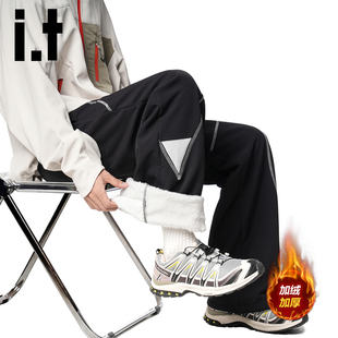 it izzue冬季户外保暖苏哈线撞色冲锋裤男女潮牌加绒慵懒休闲裤Y